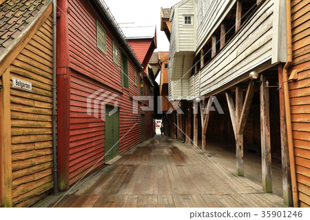 Alley in Bryggen district 35901246
