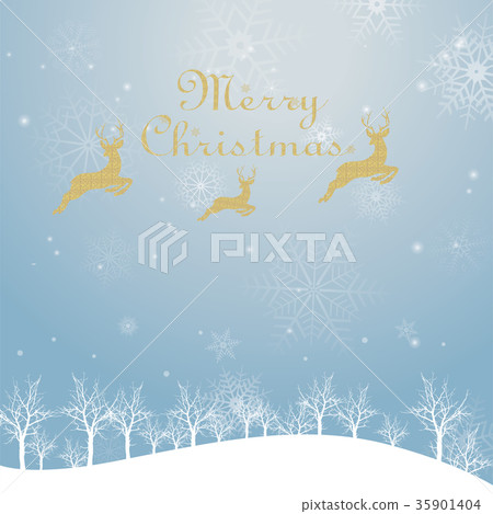 聖誕節圖像背景圖像|淺蘭的雪花和冰環境美化與馴鹿 35901404