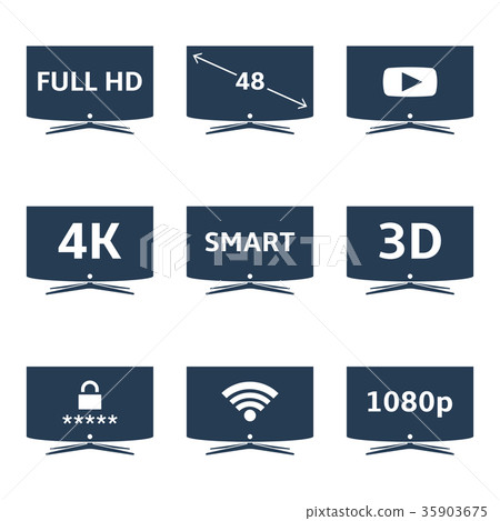 TV icons vector set TV icons vector set 35903675