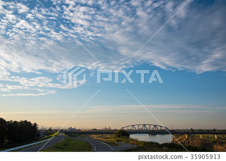 Kawagoe Line At dusk Arakawa Iron Bridge 35905913