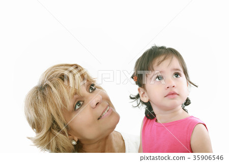 girl and attractive young woman both looking up 35906546