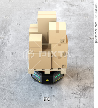 Front image of an automatic transport robot that transports luggage 35908308