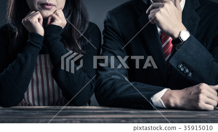 Marital relationship, housewife and office worker, male and female image 35915010