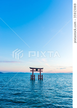 Torii and Lake Biwa Japan Shiga Prefecture 35915069
