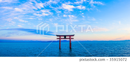 Torii and Lake Biwa Japan Shiga Prefecture 35915072