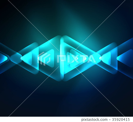 Glass glowing bright triangles on dark space 35920415