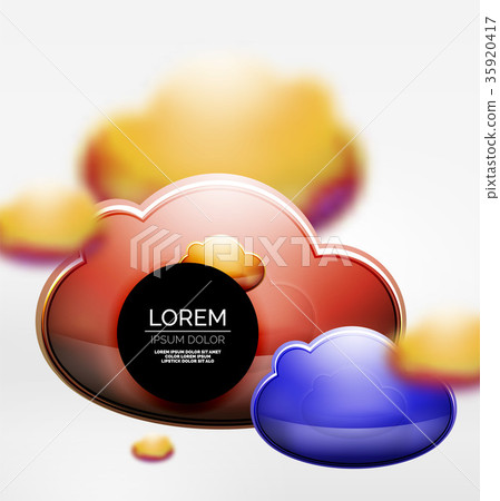 Vector 3d realistic clouds in grey space 35920417