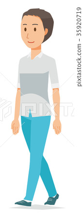 Illustration where men wearing short sleeved shirts are walking Illustration where men wearing short sleeved shirts are walking 35920719