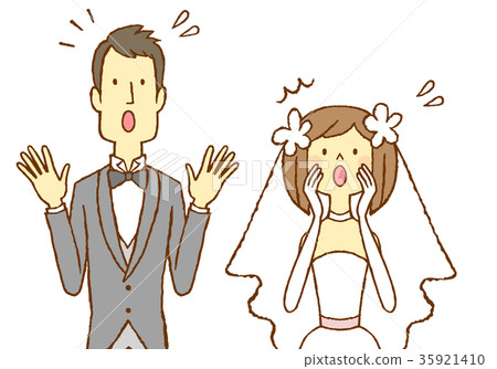 Wedding bride and groom surprised 35921410