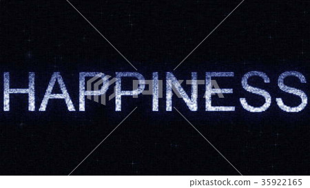 Media screen with glowing white and blue HAPPINESS 35922165