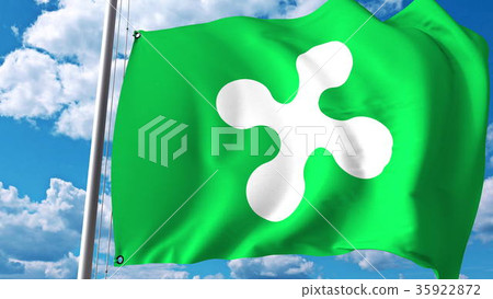 Waving flag of Lombardy, a region of Italy. 3D Waving flag of Lombardy, a region of Italy. 3D 35922872