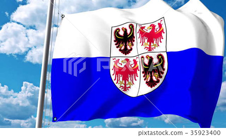 Waving flag of Trentino-Alto Adige, a region of Waving flag of Trentino-Alto Adige, a region of 35923400