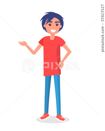 Smiling Male Guide Conductor Isolated on White 35923527