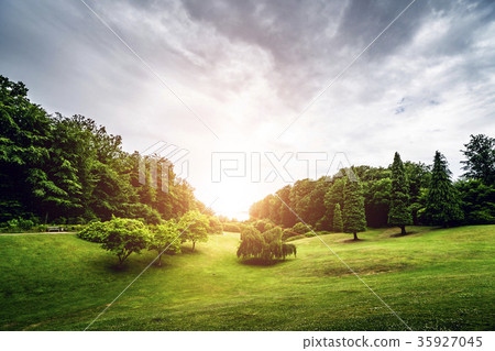 Rural landscape with a beautiful sunset 35927045