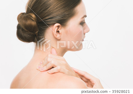 Foreign woman holding a shoulder 35928021