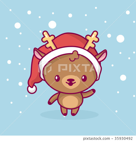 Lovely cute kawaii chibi. The deer is standing Lovely cute kawaii chibi. The deer is standing 35930492