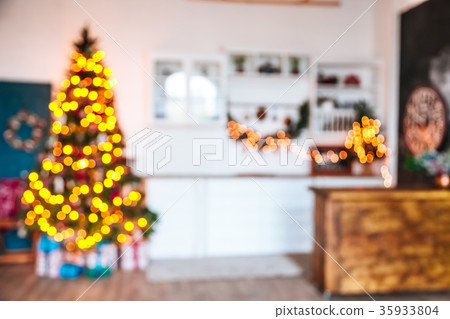 Defocused background Living room, christmas tree Defocused background Living room, christmas tree 35933804