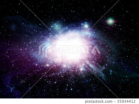Stars, dust and gas nebula in a far galaxy Stars, dust and gas nebula in a far galaxy 35934412