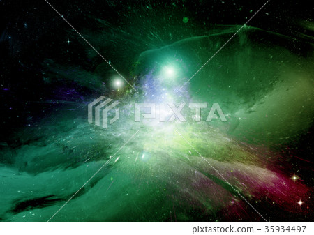 Stars, dust and gas nebula in a far galaxy 35934497