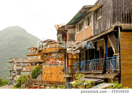 Landscape Jiufen village hillside buildings Landscape Jiufen village hillside buildings 35934930