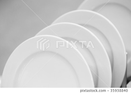 clean white plate dish row closeup for restaurant clean white plate dish row closeup for restaurant 35938840