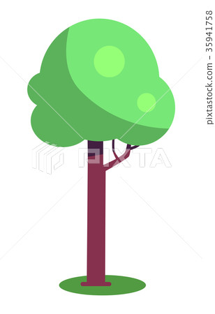 Tree with Brown Trunk and Green Leaves Vector - Stock Illustration ...