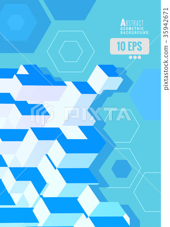 Isometric abstract geometric form on blue BG 35942671