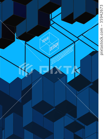 isometric abstract shape lay on blue BG isometric abstract shape lay on blue BG 35942673