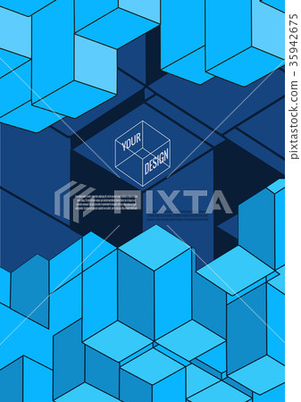 isometric abstract shape lay on blue BG isometric abstract shape lay on blue BG 35942675