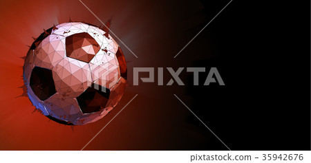 Polygonal football with star burst on space BG 35942676