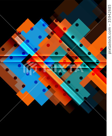 Colorful triangles and arrows on dark background Colorful triangles and arrows on dark background 35942685