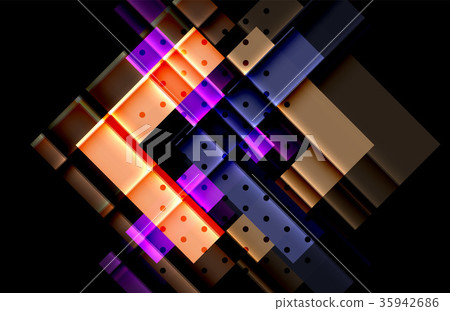 Colorful triangles and arrows on dark background Colorful triangles and arrows on dark background 35942686
