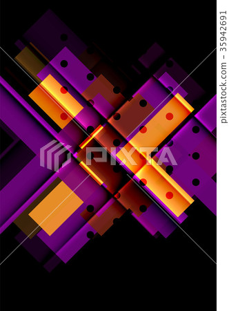 Colorful triangles and arrows on dark background 35942691