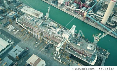 Aerial shot of modern hi-tech cruise ship under 35943138
