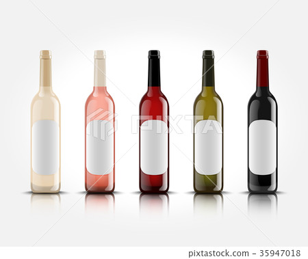 3d realistic vector wine bottles on white 35947018