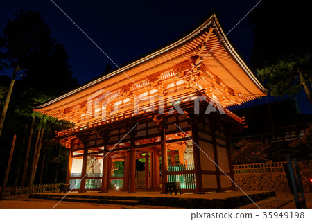 [Night view of Takanosan Danjojyo and Nakamon] Takanosan, Takano Town, Ito-gun, Wakayama Prefecture 35949198