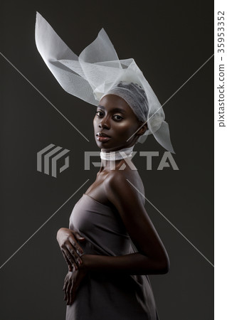Beautiful african girl with veil hat 35953352