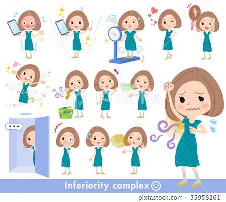 Bob hair green dress women_complex 35958261