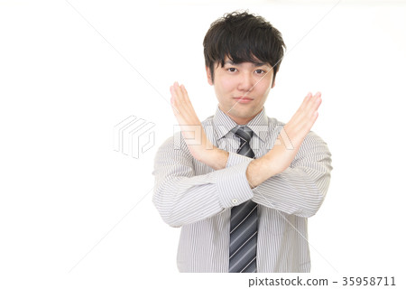 A businessman who displays a prohibition intention A businessman who displays a prohibition intention 35958711