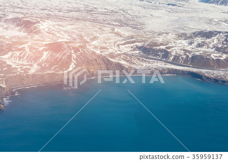Winter aerial view seacoast Iceland Winter aerial view seacoast Iceland 35959137