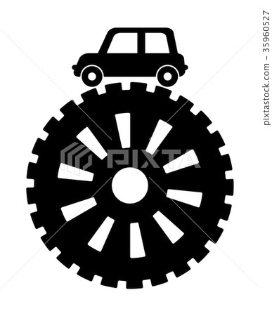 汽車在齒輪上運行 35960527