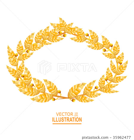Laurel Crown. Greek Wreath With Golden Leaves Laurel Crown. Greek Wreath With Golden Leaves 35962477