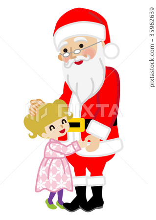 Girl hugging santa - Stock Illustration [35962639] - PIXTA