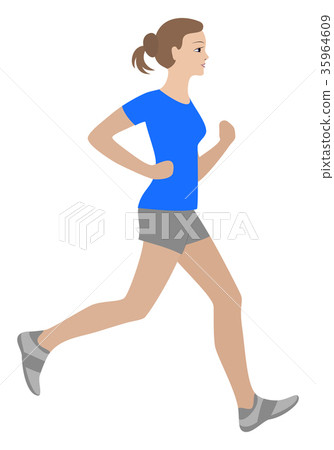 Running girl vector illustration, run woman. Running girl vector illustration, run woman. 35964609
