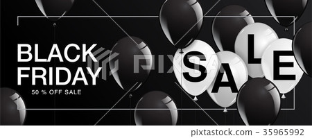 Black Friday Sale Poster with Shiny Balloons Black Friday Sale Poster with Shiny Balloons 35965992