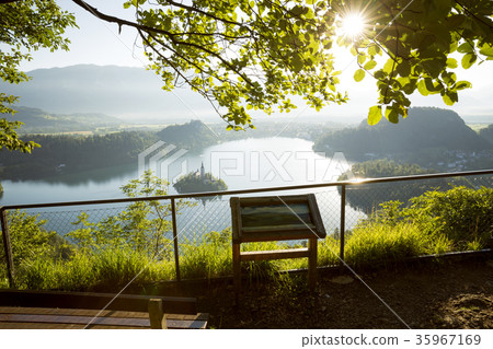 Panorama of Bled lake in Slovenia Panorama of Bled lake in Slovenia 35967169