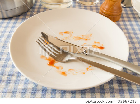 Dish cutlery complete check plaid knife fork dirt Dish cutlery complete check plaid knife fork dirt 35967283