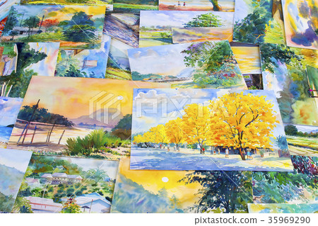 Watercolor paintings art work by a photography. Watercolor paintings art work by a photography. 35969290