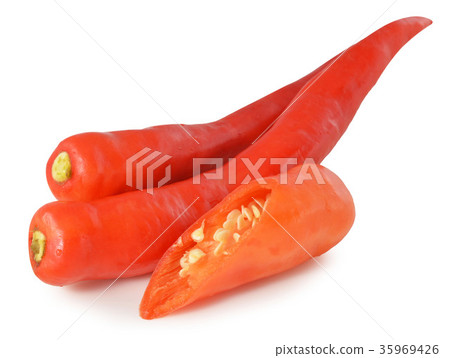 Red Hot chili peppers isolated on white background Red Hot chili peppers isolated on white background 35969426