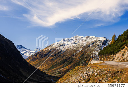 Alps and forest of national parc in Switzerland 35971177
